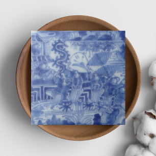 Repro Delft Tile Chinoiserie Decoupage Blau Fliese