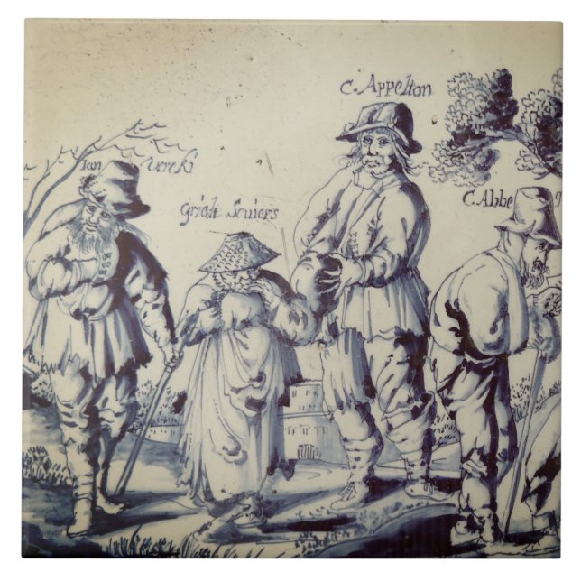 Repro Delft Tile Les Gueux Antique Fliese (Vorderseite)