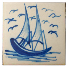 Repro Desoftwareschiff Sail Boat Blue Delft Tile Fliese