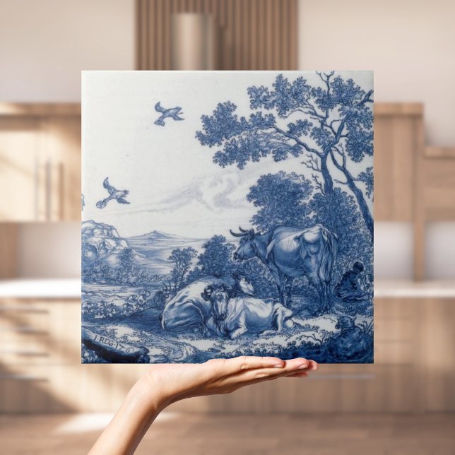 Repro Dutch Delft Tile mit Kühen Fliese (Repro Dutch Delft Tile with cows
)