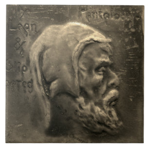 Repro Dutch Imitats Relief Grey Beard Face Tile Fliese