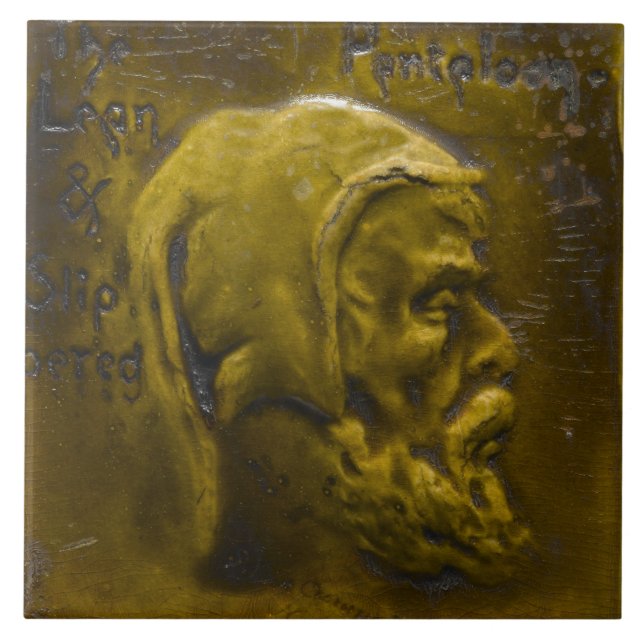 Repro Dutch Imitats Relief Olive Green Beard Face Fliese (Vorderseite)
