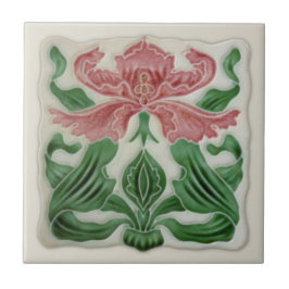 Repro English Art Nouveau H.A.Ollivant Tile c.1900 Fliese