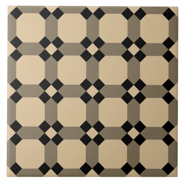 Repro Geometric Azulejos Mosaic Cream Tile Fliese (Vorderseite)