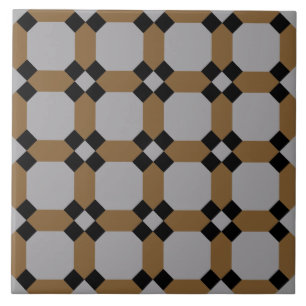 Repro Geometric Azulejos Mosaic Gray Gold Tile Fliese