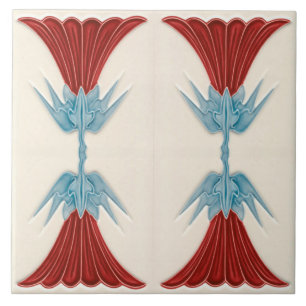 Repro German Art Nouveau Jugendstil Blume Tile Fliese