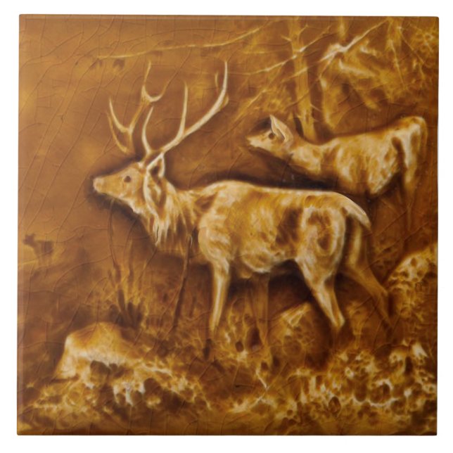 Repro Hamilton Art Tile Works Imitats Relief Elk T Fliese (Vorderseite)