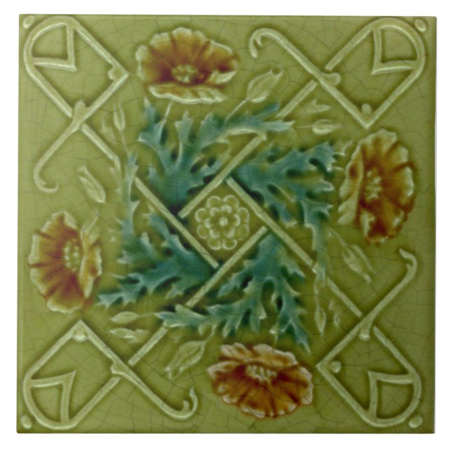 Repro Imitats Relief Molly Floral Trellis Majolica Fliese (Vorderseite)