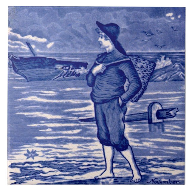 Repro November Wedgwood Blue Kalender Monate Fliese (Vorderseite)