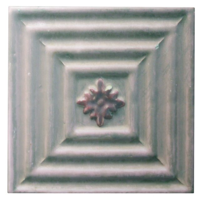 Repro Portugal Imitats Relief Grau Floral Tile Fliese (Vorderseite)
