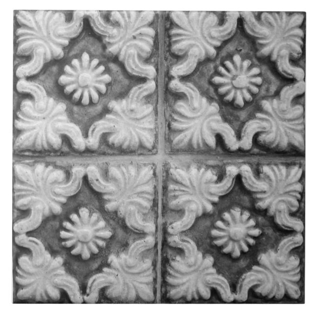 Repro Portugal Imitats Relief Red Gray Floral Tile Fliese (Vorderseite)