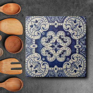 Repro Portugiesisch Blue Geometric Azulejos Floral Fliese