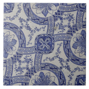 Repro Portugiesisch Blue Geometric Azulejos Floral Fliese