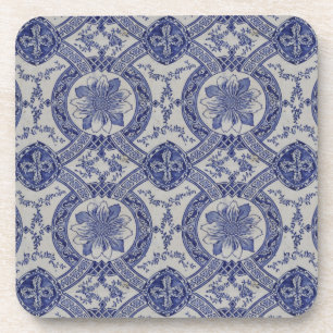Repro Portugiesisch Blue Geometric Azulejos Floral Getränkeuntersetzer