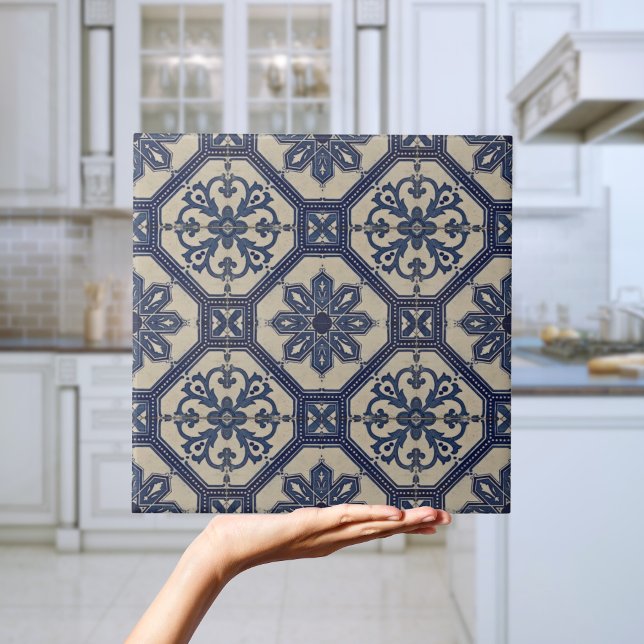 Repro Portugiesisch Blue Geometric Azulejos Tile Fliese (Repro Portuguese Blue Geometric Azulejos Tile
)