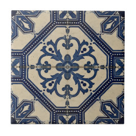 Repro Portugiesisch Blue Geometric Azulejos Tile Fliese