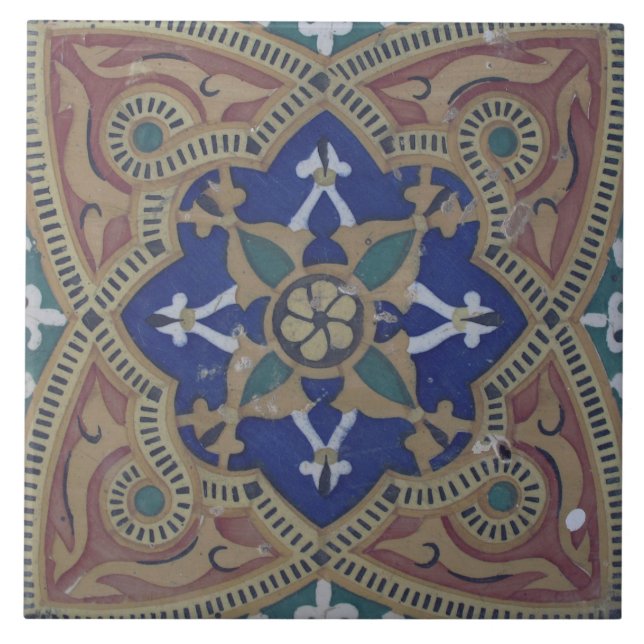 Repro Portugiesisch farbenfrohe Blumenmuster Tile Fliese (Vorderseite)