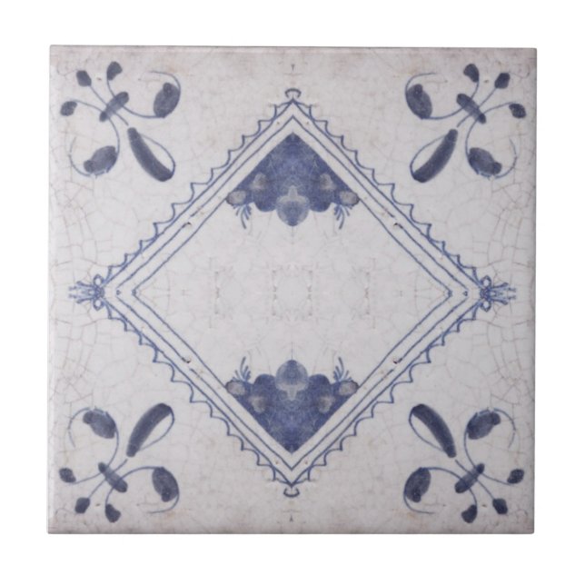 Repro Portugiesisch Floral Blue Azulejos Tile Fliese (Vorderseite)