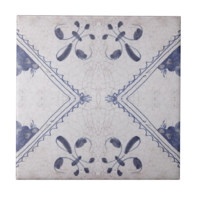 Repro Portugiesisch Floral Blue Azulejos Tile Fliese (Vorderseite)