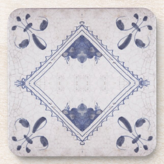 Repro Portugiesisch Floral Blue Azulejos Tile Getränkeuntersetzer (Vorderseite)