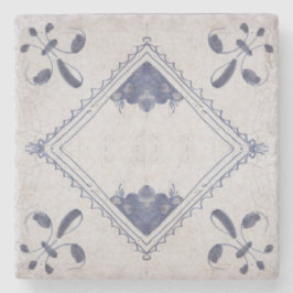 Repro Portugiesisch Floral Blue Azulejos Tile Steinuntersetzer
