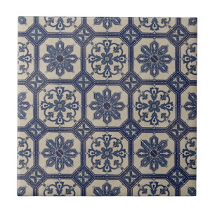 Repro Portugiesische Blaue Geometrische Azulejos F Fliese