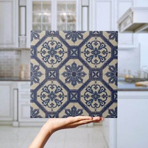 Repro Portugiesische Blaue Geometrische Azulejos F Fliese