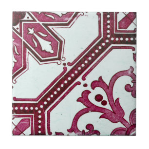 Repro Portugiesische rote geometrische Azulejos-Fl Fliese