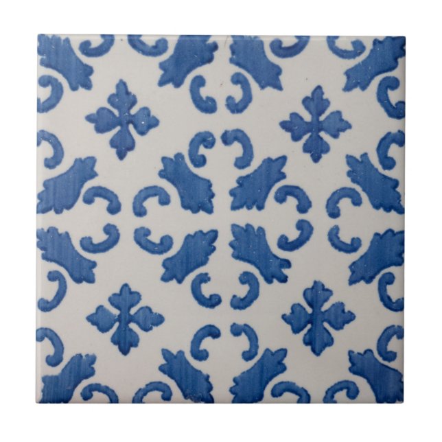 Repro Portus Blue Geometric Azulejos Fliese (Vorderseite)