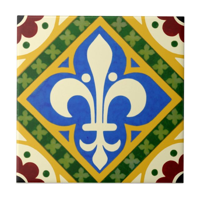 Repro Pugin Gothic Design Minton TIle c 1865 Fliese (Vorderseite)