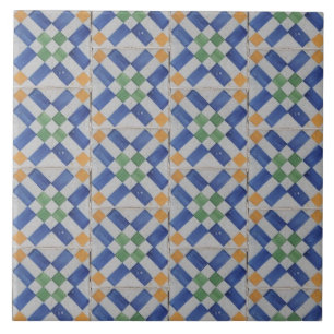 Repro Spanische Geometrische Azulejos Blaue Gelbe Fliese