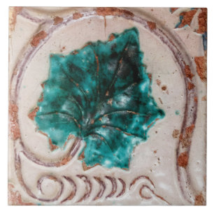 Repro Spanische Geometrische Azulejos Grüne Blätte Fliese