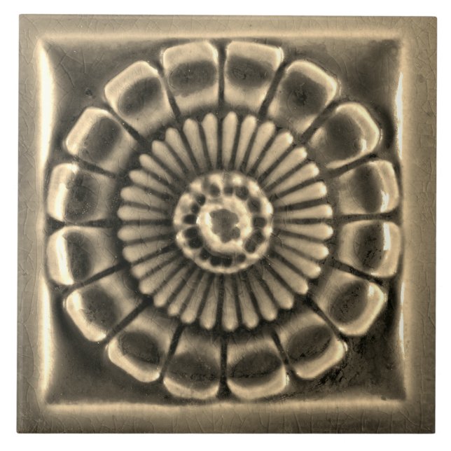 Repro Spanish AzulejosFaux relief Gray Floral Tile Fliese (Vorderseite)