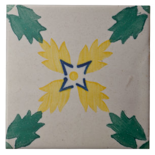 Repro Spanish Geometric Azulejos Floral Green Fliese