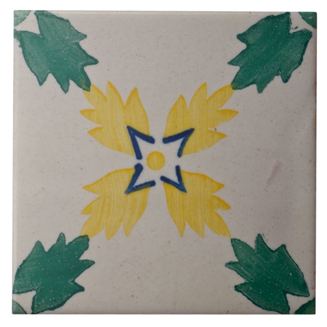 Repro Spanish Geometric Azulejos Floral Green Fliese (Vorderseite)