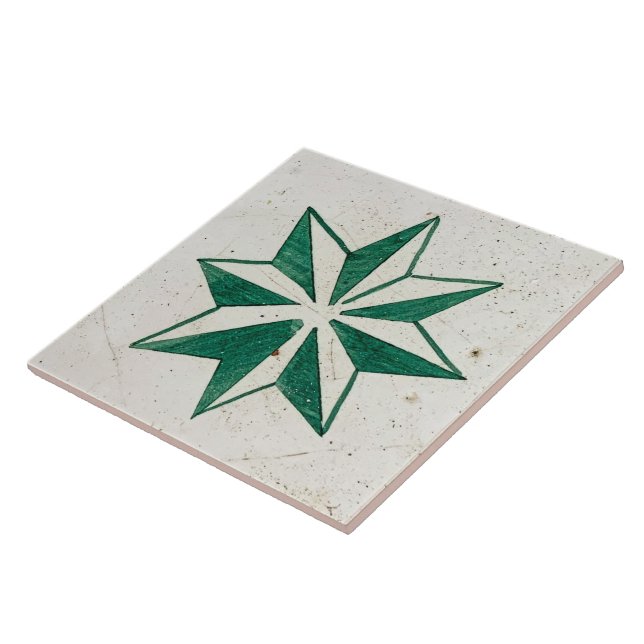 Repro Spanish Geometric Azulejos Floral Green Fliese (Seite)