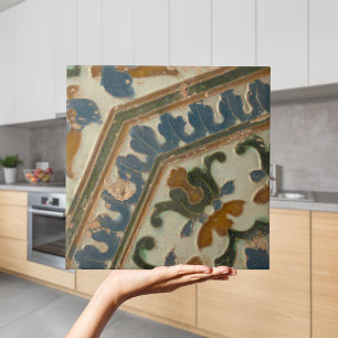 Repro Spanish Geometric Azulejos Floral Green Tile Fliese