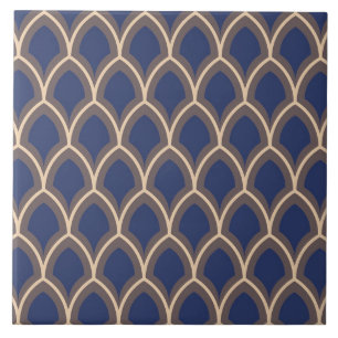 Repro Spanish Geometric Scale Azulejos Blue Fliese