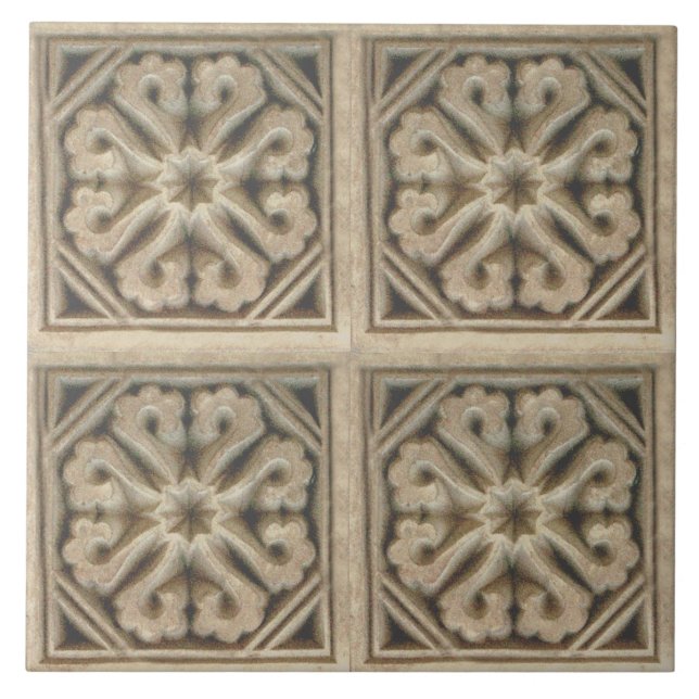 Repro Spanish Maure Floral Pattern Imitate relief  Fliese (Vorderseite)