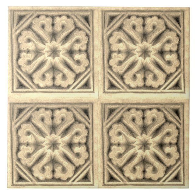 Repro Spanish Maure Floral Pattern Imitate relief  Fliese (Vorderseite)