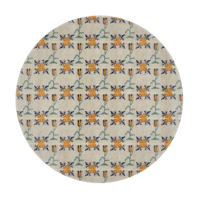 Repro Traditioneller Gelber Tulip Delft Tile Schneidebrett (Vorderseite)