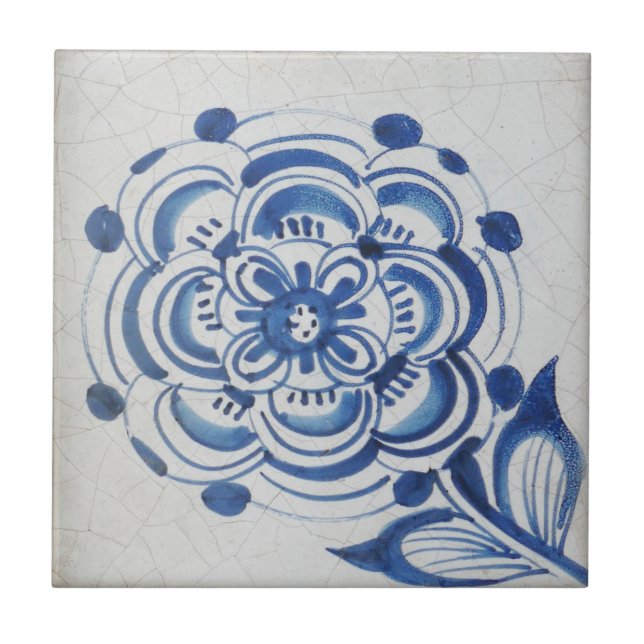 Repro Viktorianische blaue und weiße Blume Tile Fliese (Vorderseite)