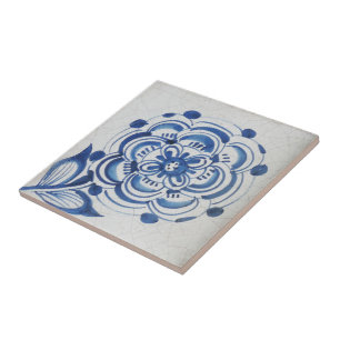 Repro Viktorianische blaue und weiße Blume Tile Fliese