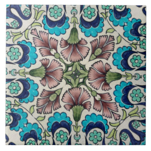 Repro Vintag Blue Maroon Floral De Morgan tiles Fliese