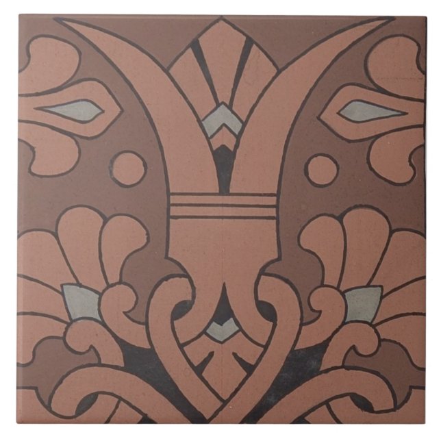 Repro Vintag geometrisch antikes griechisches Blum Fliese (Vorderseite)