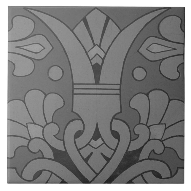 Repro Vintag geometrisch antikes griechisches Blum Fliese (Vorderseite)