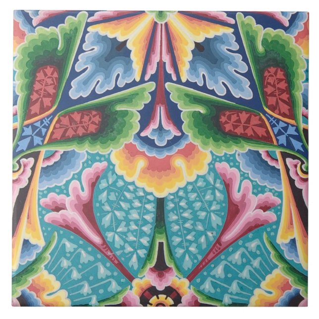 Repro Vintag geometrisch, farbig, farbig Fliese (Vorderseite)