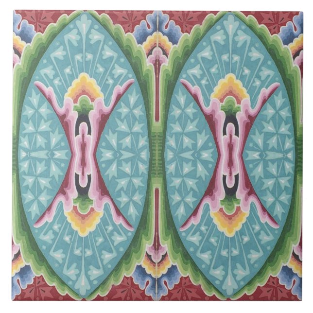 Repro Vintag geometrisch, farbig, farbig Fliese (Vorderseite)