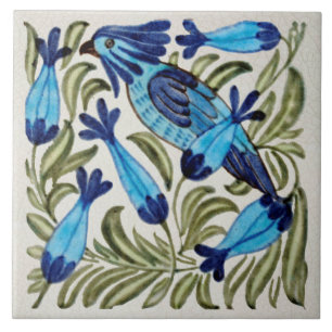 Repro Vintage Antik De Morgan Kakadu Vogel Fliese