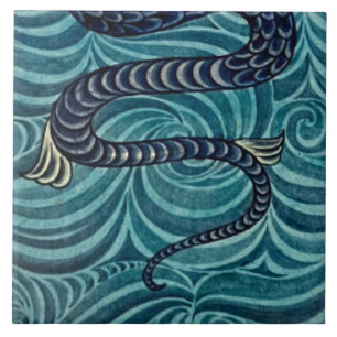 Repro Vintage Blaue Seepferdchen De Morgan Fliesen